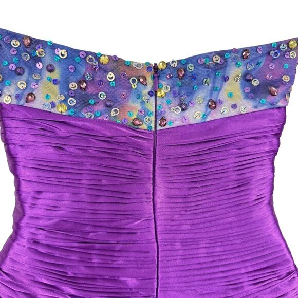 Alyce Designs Strapless Blue Purple Sweetheart Sequin Prom Formal Dress sz 2 - Picture 13 of 16
